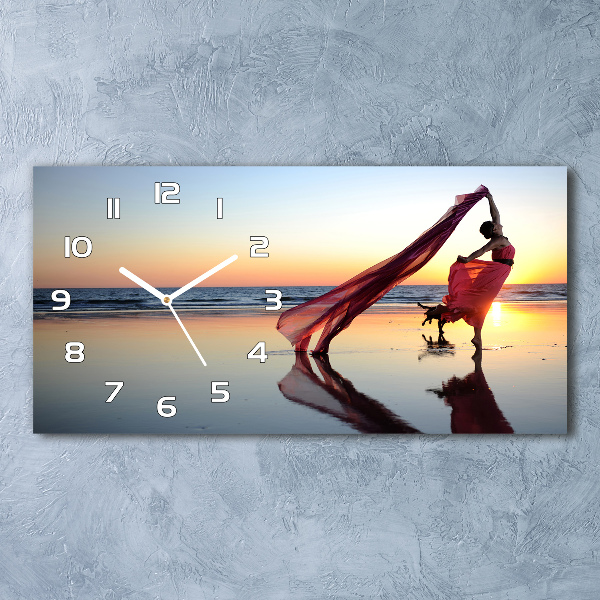 Horizontal rectangular wall clock Dancing woman