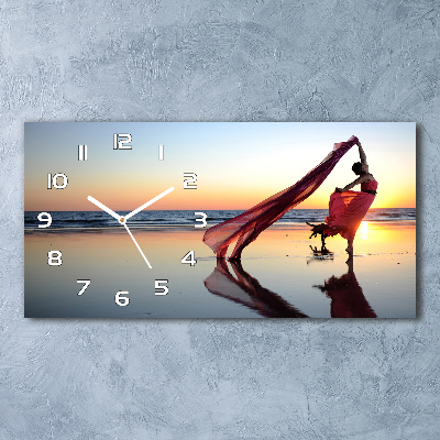 Horizontal rectangular wall clock Dancing woman