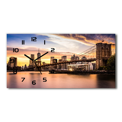 Horizontal rectangular wall clock Brooklyn bridge