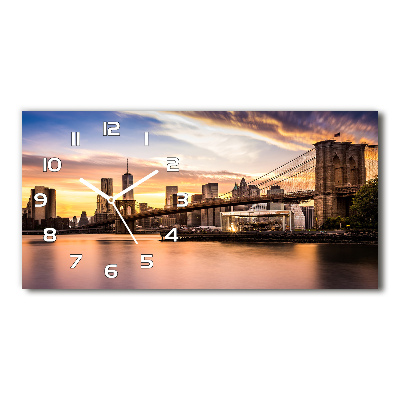 Horizontal rectangular wall clock Brooklyn bridge