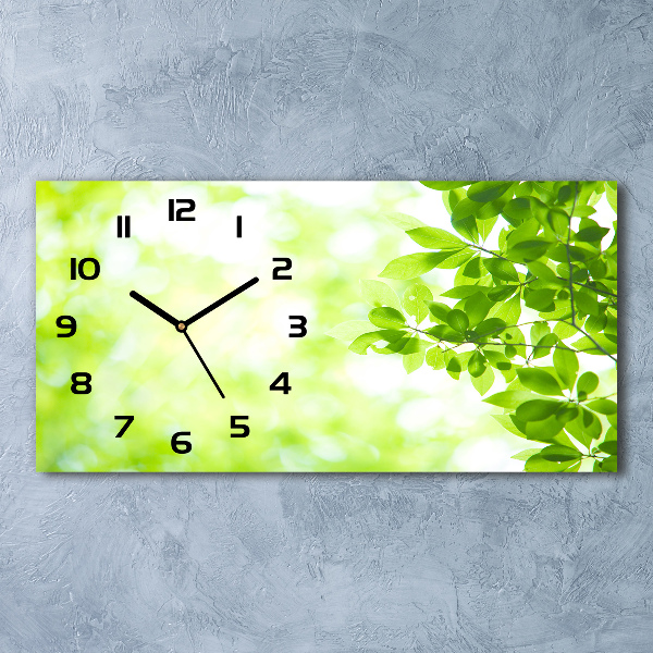 Horizontal wall clock Leaves