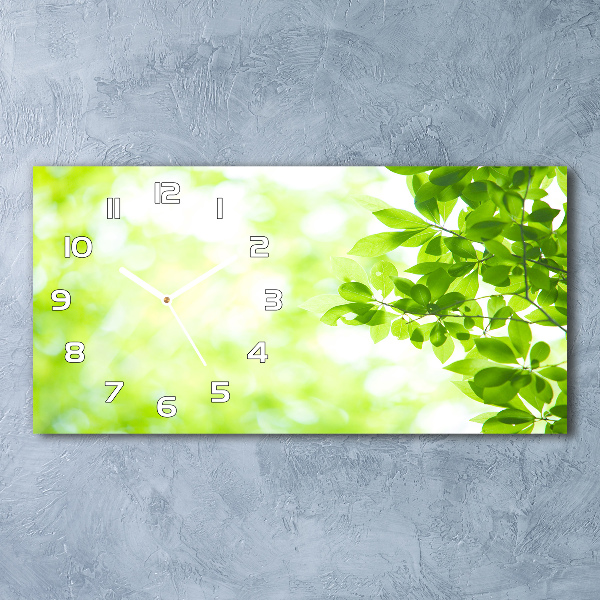 Horizontal wall clock Leaves