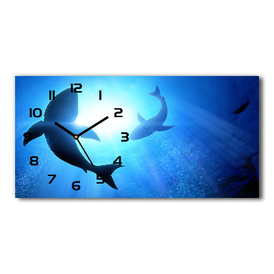 Horizontal rectangular wall clock Two sharks