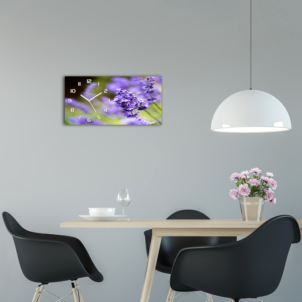 Horizontal wall clock Lavender