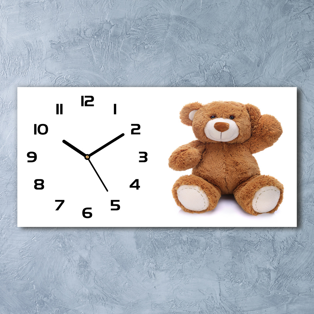 Horizontal rectangular wall clock Teddy bear