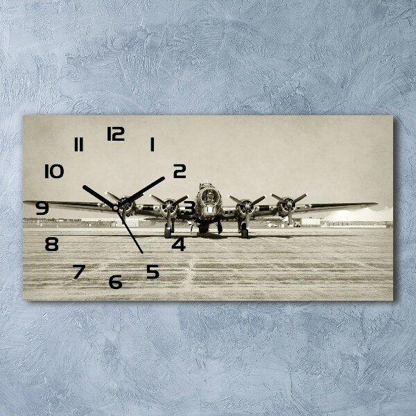 Horizontal rectangular wall clock Old bomber