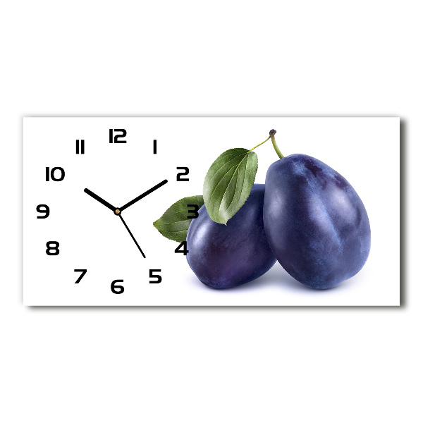 Horizontal rectangular wall clock Plums