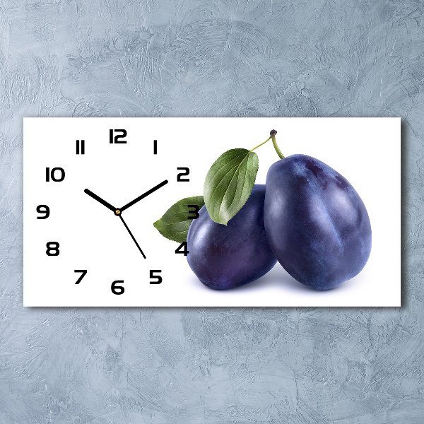 Horizontal rectangular wall clock Plums