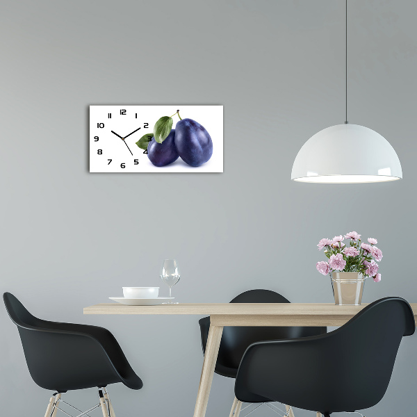 Horizontal rectangular wall clock Plums