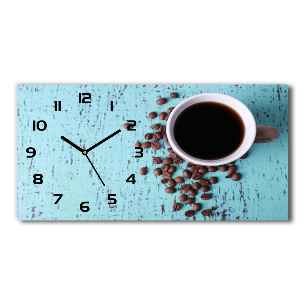 Horizontal rectangular wall clock Black coffee