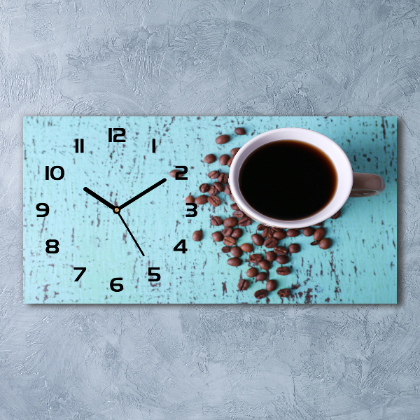 Horizontal rectangular wall clock Black coffee