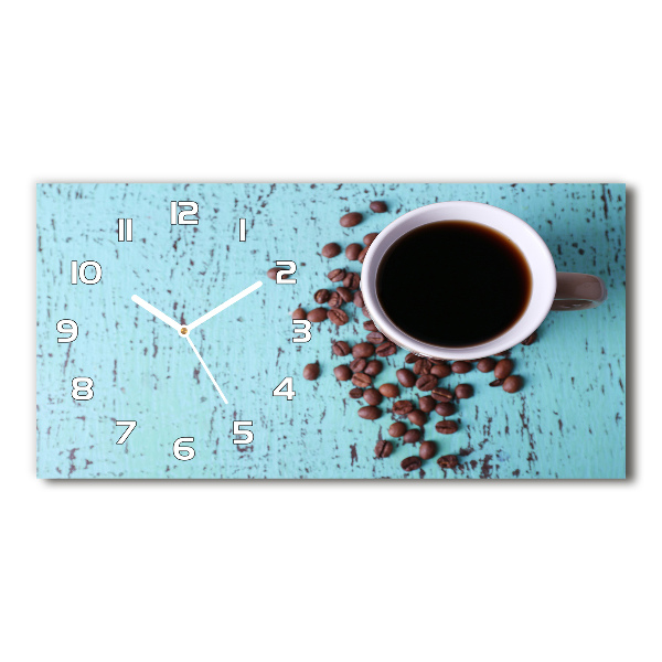 Horizontal rectangular wall clock Black coffee