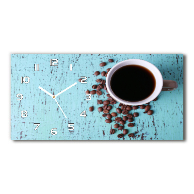 Horizontal rectangular wall clock Black coffee