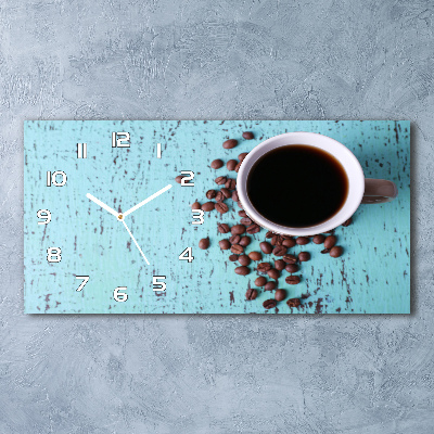 Horizontal rectangular wall clock Black coffee