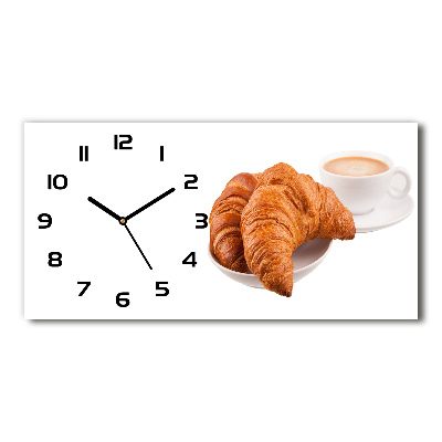 Horizontal wall clock Croissants and coffee