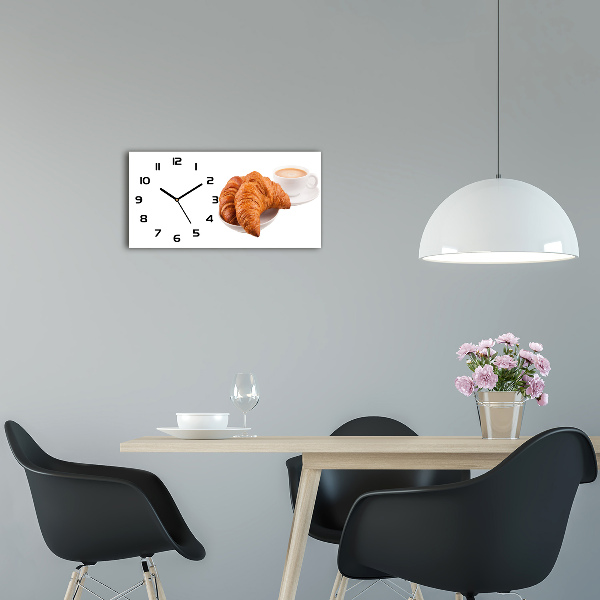 Horizontal wall clock Croissants and coffee