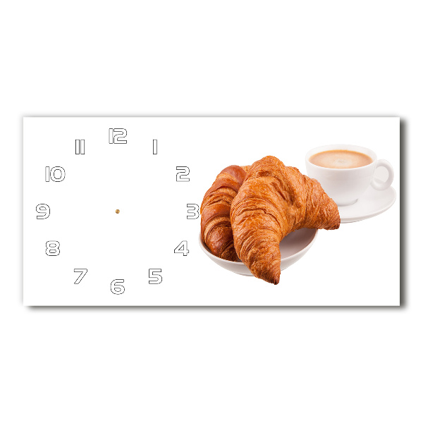 Horizontal wall clock Croissants and coffee