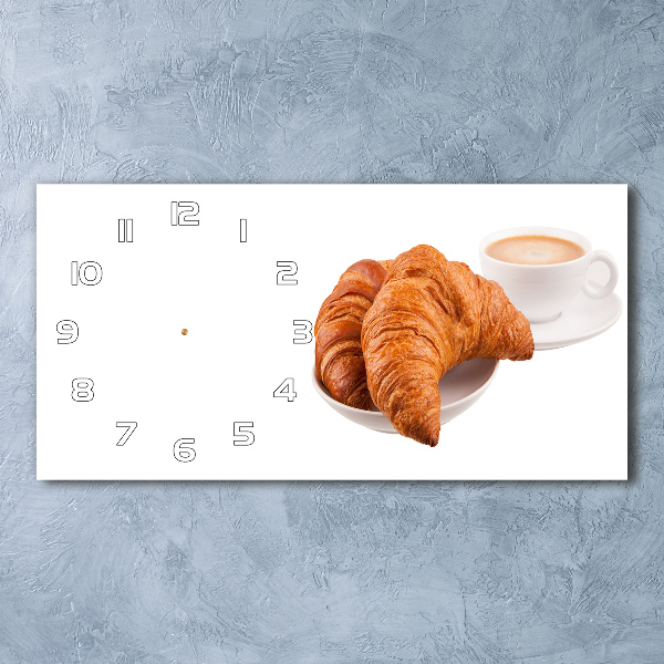 Horizontal wall clock Croissants and coffee