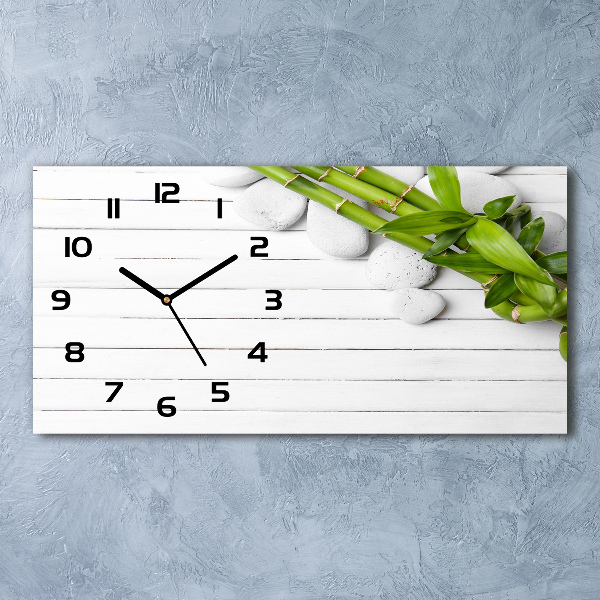 Horizontal rectangular wall clock Bamboo