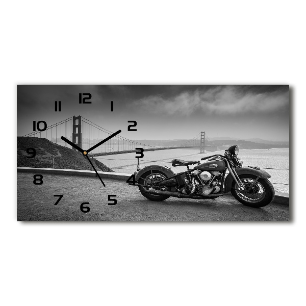 Horizontal rectangular wall clock Motorbike