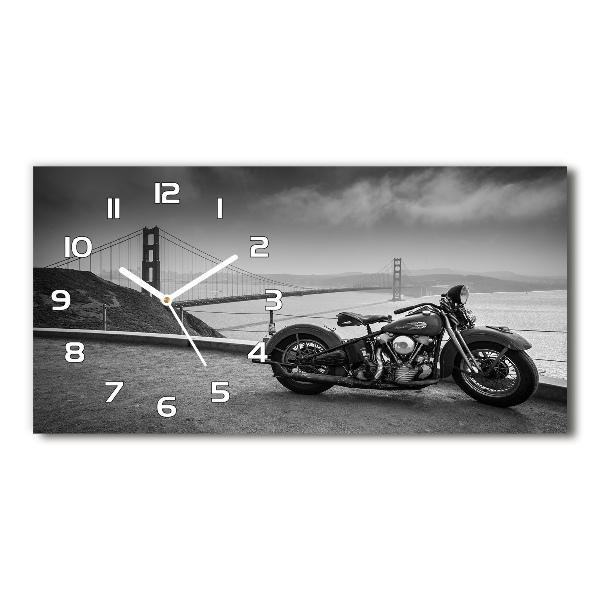 Horizontal rectangular wall clock Motorbike