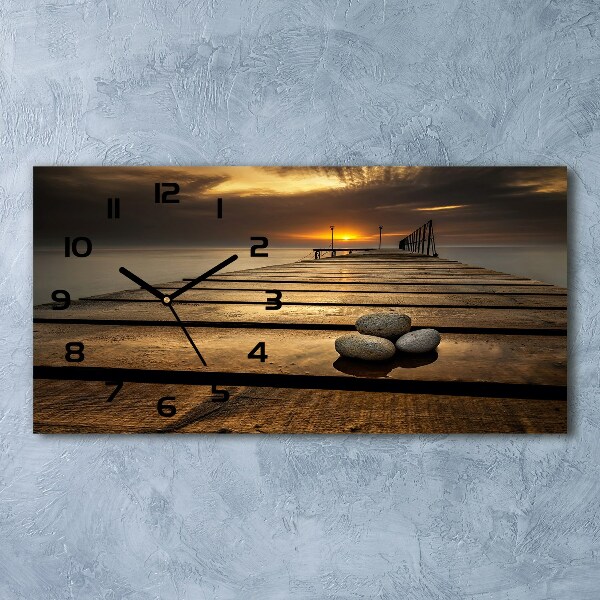 Horizontal rectangular wall clock Wooden pier