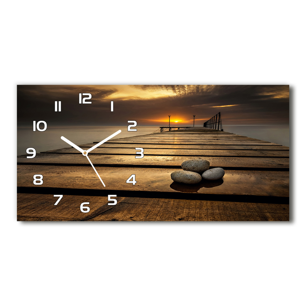 Horizontal rectangular wall clock Wooden pier