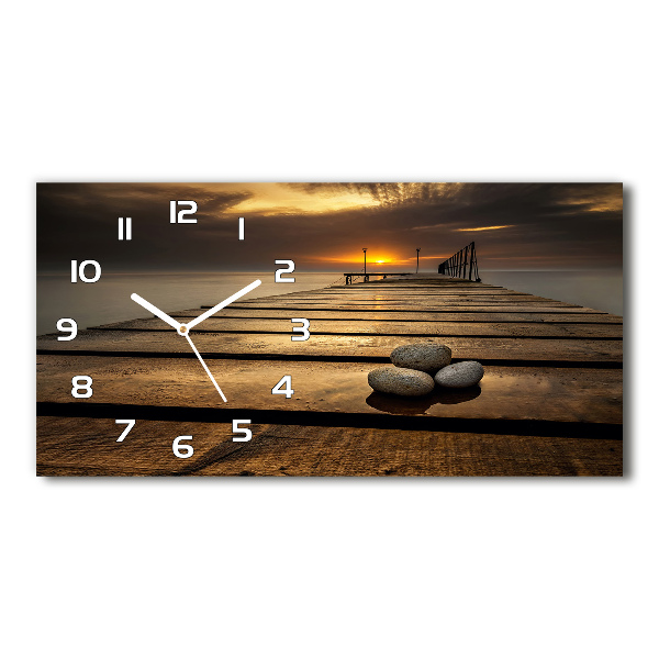 Horizontal rectangular wall clock Wooden pier