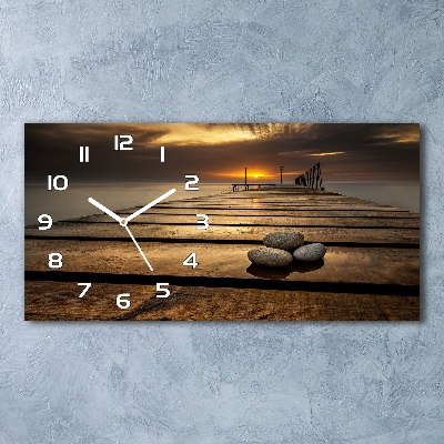 Horizontal rectangular wall clock Wooden pier