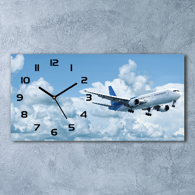 Horizontal rectangular wall clock Plane in the sky