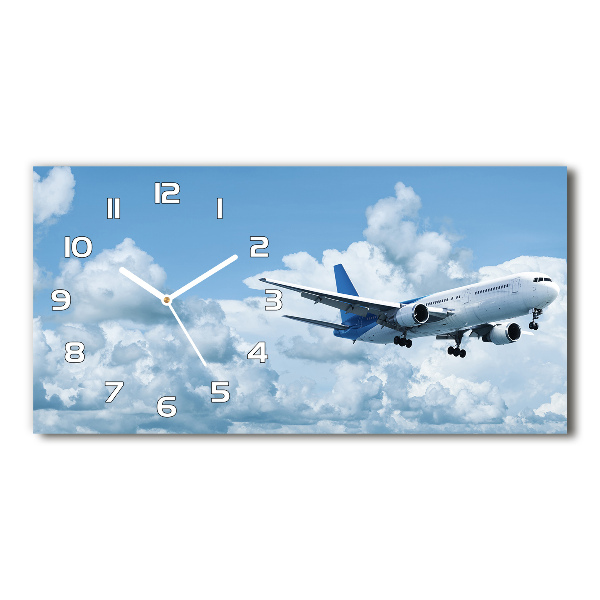 Horizontal rectangular wall clock Plane in the sky