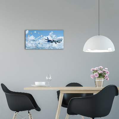 Horizontal rectangular wall clock Plane in the sky