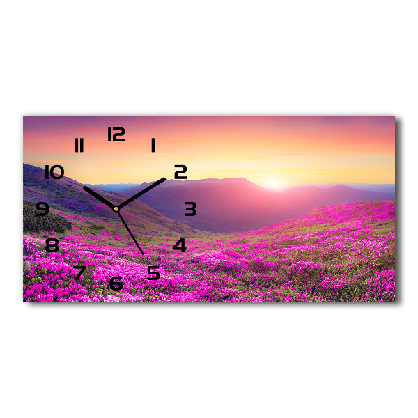 Horizontal wall clock Pink hills