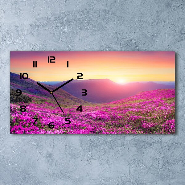 Horizontal wall clock Pink hills