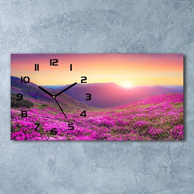 Horizontal wall clock Pink hills