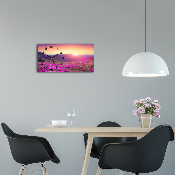 Horizontal wall clock Pink hills