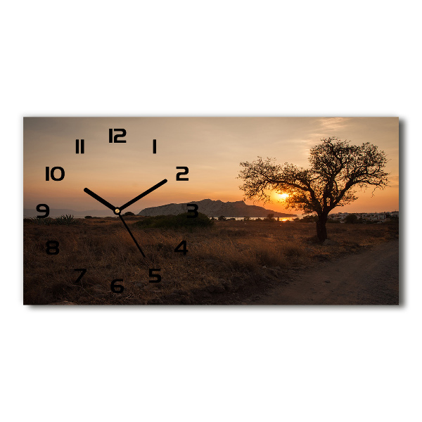 Horizontal rectangular wall clock Sunset