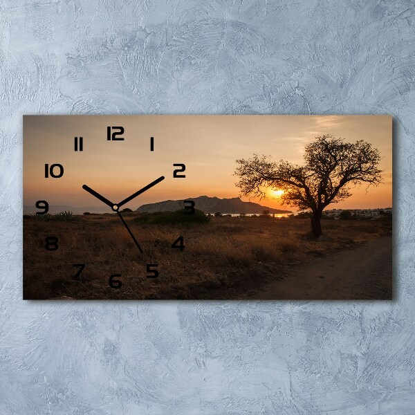 Horizontal rectangular wall clock Sunset