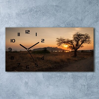 Horizontal rectangular wall clock Sunset