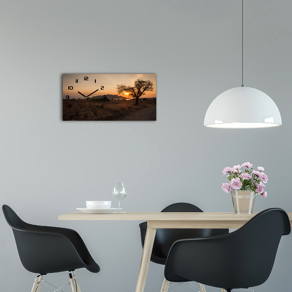 Horizontal rectangular wall clock Sunset