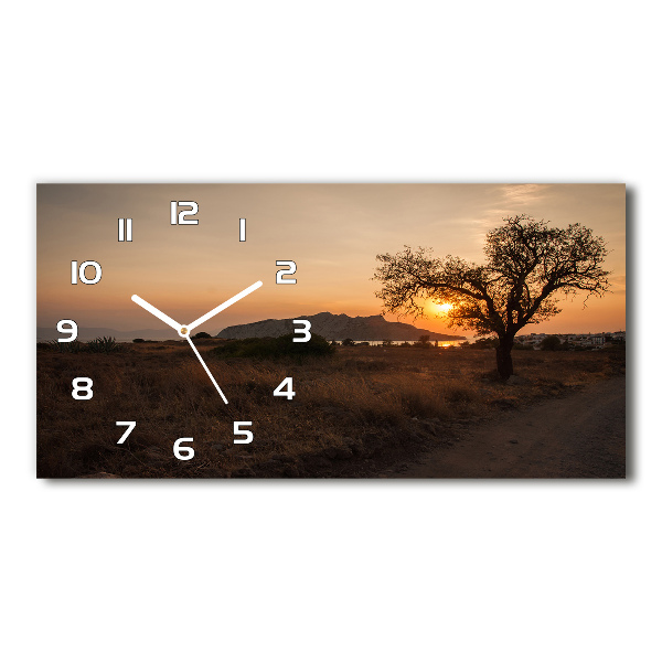 Horizontal rectangular wall clock Sunset