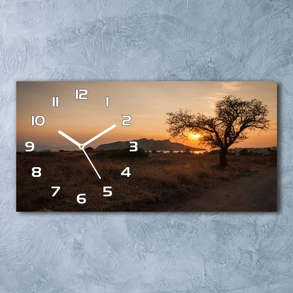 Horizontal rectangular wall clock Sunset