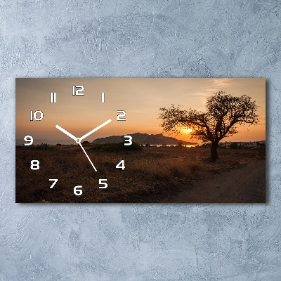 Horizontal rectangular wall clock Sunset