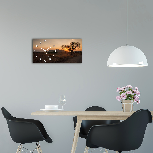 Horizontal rectangular wall clock Sunset