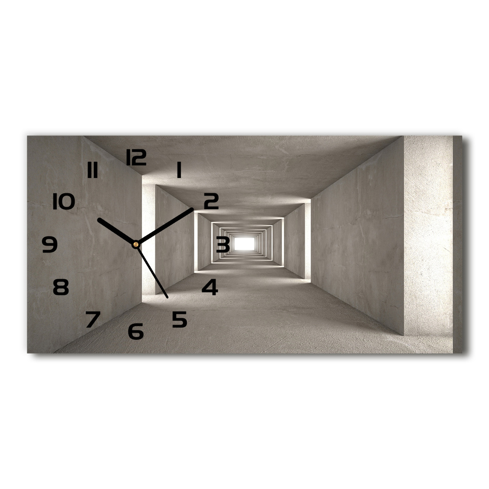 Horizontal rectangular wall clock Concrete tunnel