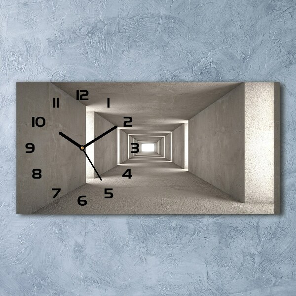 Horizontal rectangular wall clock Concrete tunnel