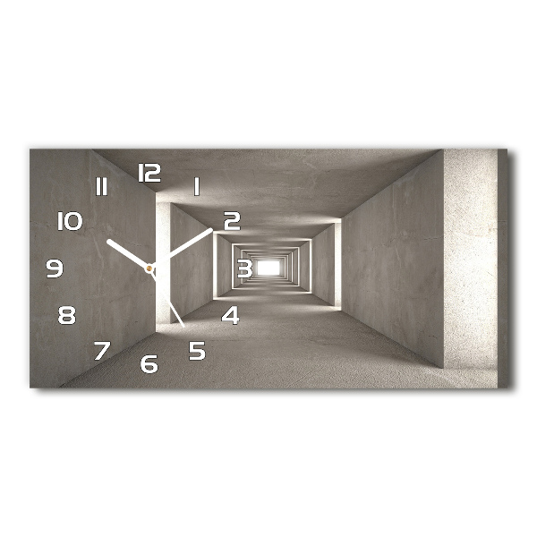 Horizontal rectangular wall clock Concrete tunnel