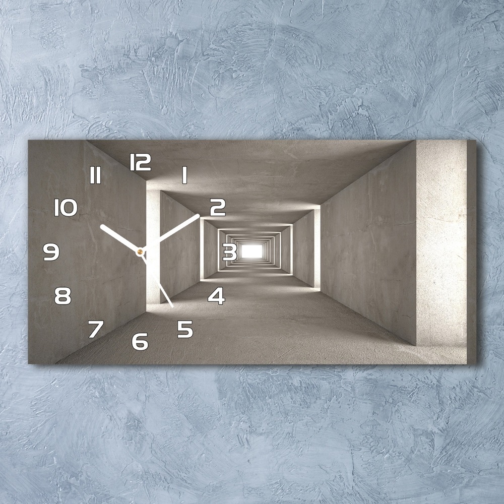 Horizontal rectangular wall clock Concrete tunnel