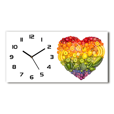 Horizontal rectangular wall clock Vegetable heart