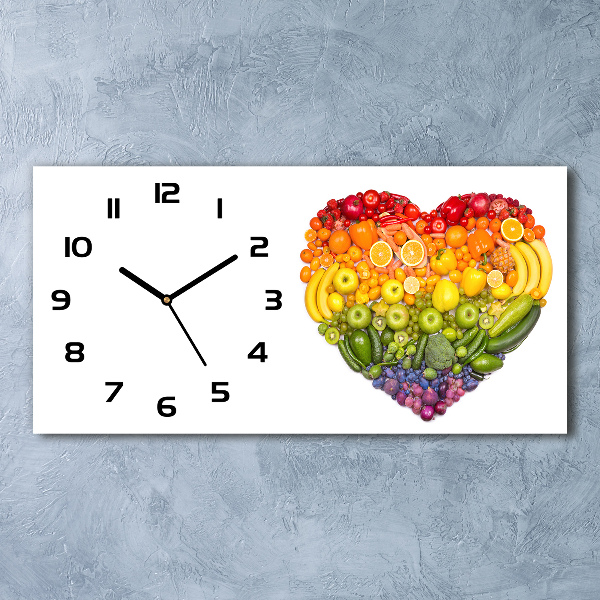 Horizontal rectangular wall clock Vegetable heart